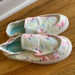 Sperry Pink and Blue Canvas slip ons